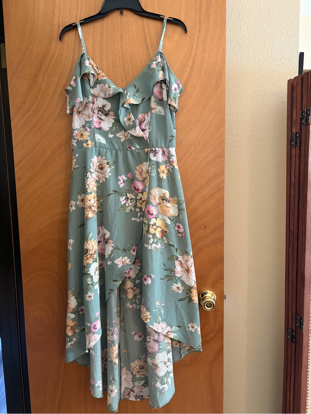 by & by Dusty Sage Floral Ruffle Sundress